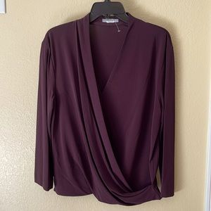 MM Lafleur- size L. Deep purple faux wrap top